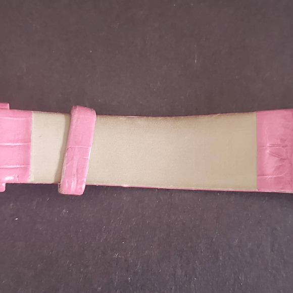 Peugeot Ladies Silvertone Watch with Pink Crocodile Band‎ Fresh Battery - Picture 5 of 6